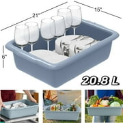 20.8L Commercial Bus Tub Plastic Rectangular Tub Washing Tub for Home Multipurpose Plastic Bin