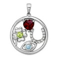 thumbnail image 1 of 20.8mm Ss Rhodium Plated Polished Multi Gemstone Good Luck Pendant Necklace Pendant for Women, 1 of 2