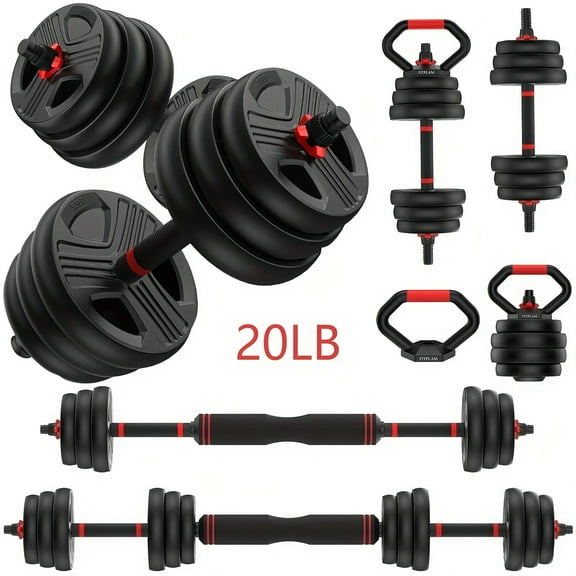 20-90LB 4-in-1 Adjustable Dumbbell Set - Converts to Barbell, Kettlebell & Push-up Bars, Home Gym Equipment for Men/Women, Best Halloween/Christmas Gift for Yoga Lovers