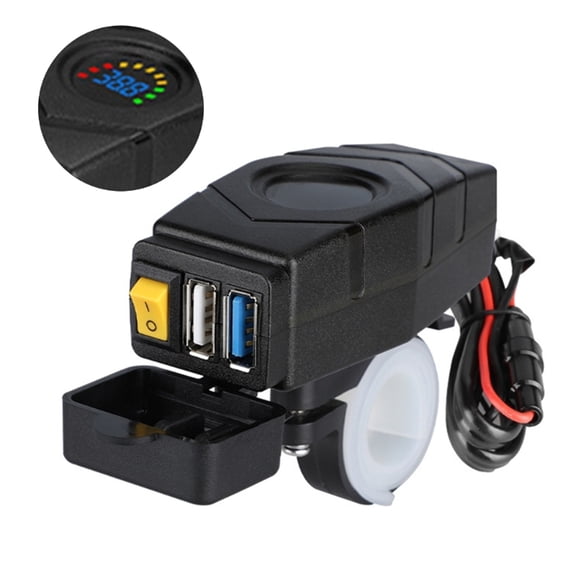 20-90V E-bike Handlebar USB Charger QC3.0 Quick Charger, 24V-60V LED Voltage Monitoring, Dustproof Waterproof Design