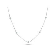 ANDREA JEWELERS 20" 925 Sterling Silver CZ By The Yard Round Cut Cubic Zirconia Chain Necklace