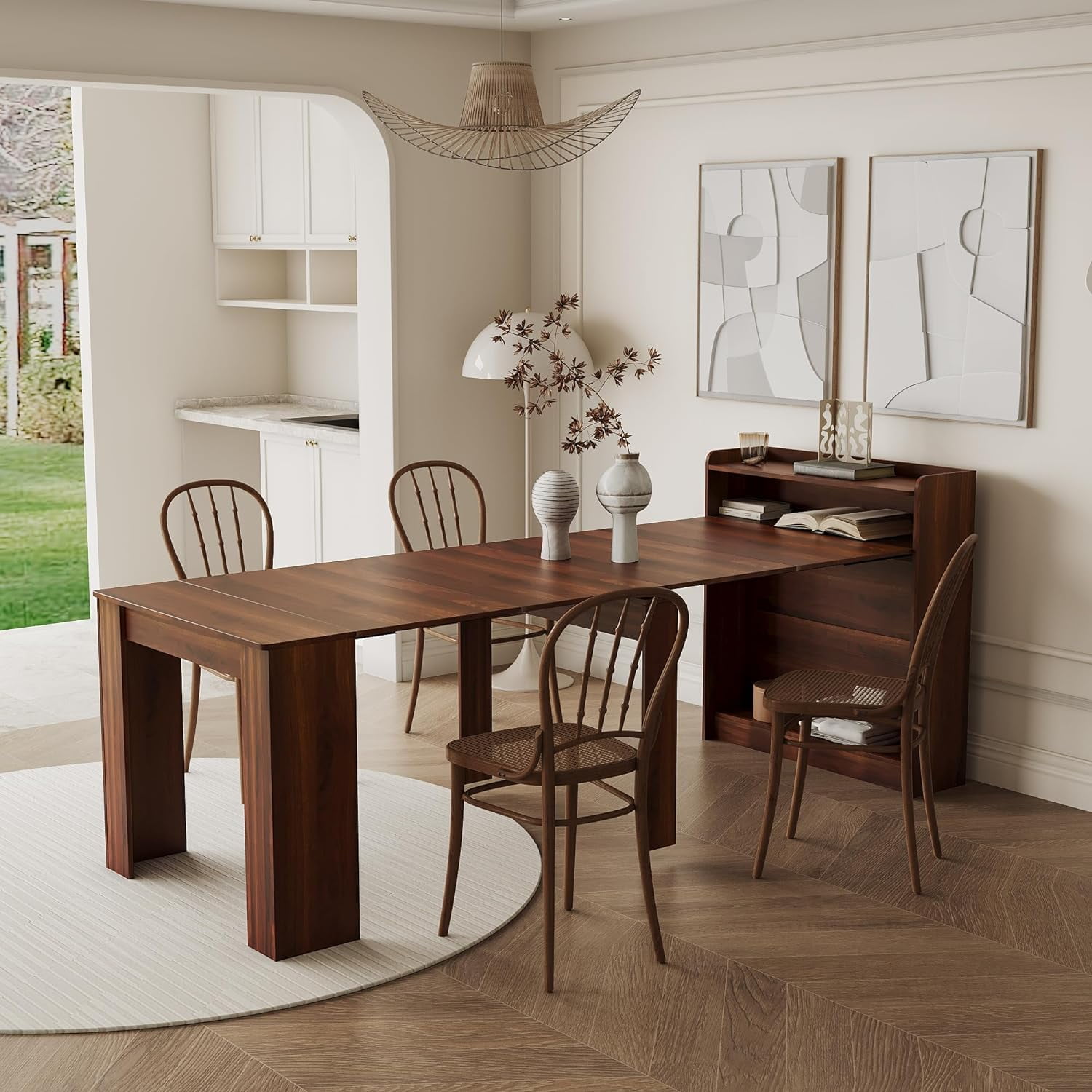 20"/99" Extendable Dining Table with Storage for 6-10 Person,Kitchen ...