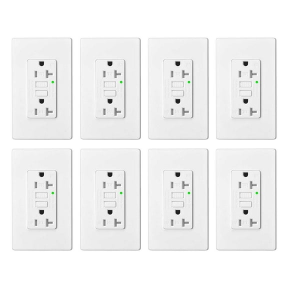 20 AMP GFCI (GFI) Receptacle Outlet - Tamper Resistant TR WR GFCI ETL White 8 PK