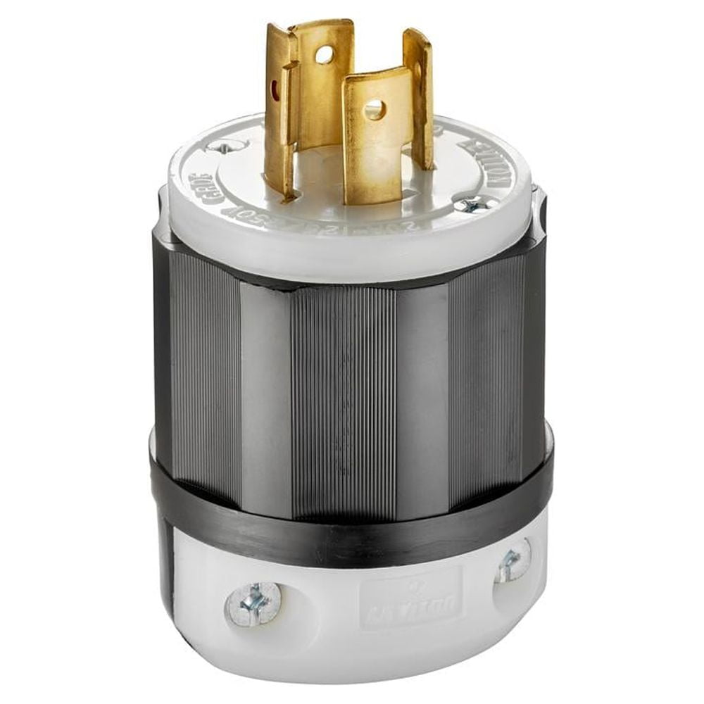 2-PK Leviton 20 Amp 125/250-Volt Locking Plug, Black and White 2411-CS