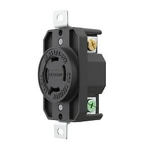 20 Amp 125/250V NEMA L14-20R Locking Receptacle, Industrial Grade Grounding Twist Lock outlet, Black/White