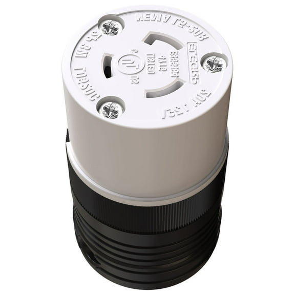 20 Amp 125V NEMA L5-20R Locking Connector, Industrial Grade Grounding Heavy Duty, Black/White