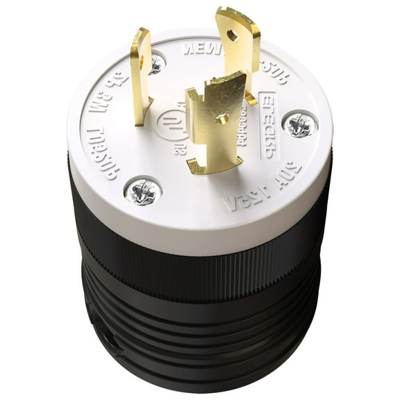 Locking Plug NEMA L15-20P, Twist Lock Socket/Outlet for Generator, 20 Amp 125V 2 Pole 3 Wire Grounding, Industrial Grade Heavy Duty, UL Listed, Black/White 1PC