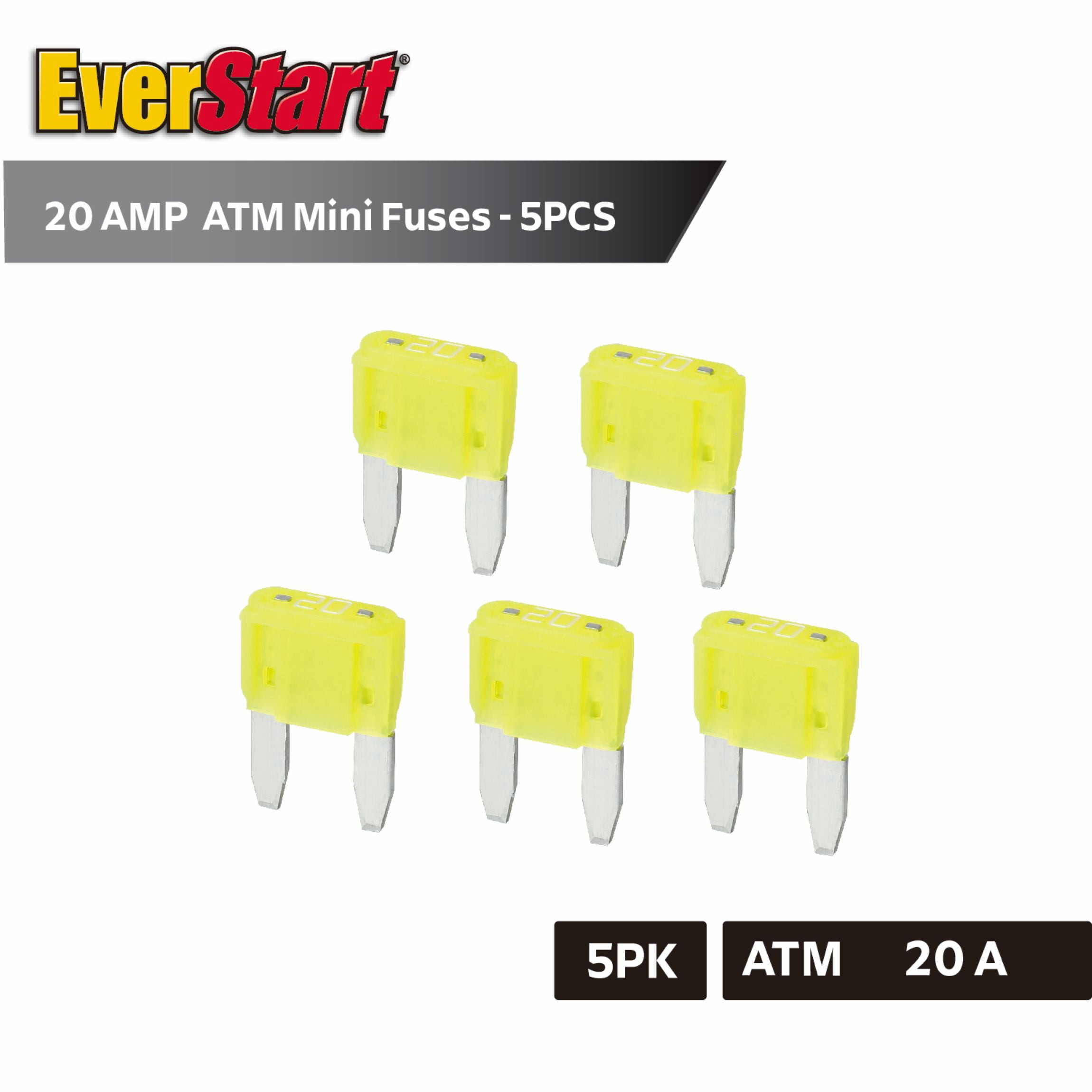 EverStart 20 Amp ATM Mini Blade Fuses, UL Listed Automotive and Marine Fuses, 5 pack