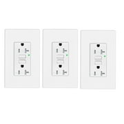 20 Amp GFCI Outlet,Greencycle Self Tests 20A GFI Duplex Receptacle, Weather Resistant 125 Volt,With LED Indicator - ETL Listed,Wall Plate and Screws Included, White 3 Pack