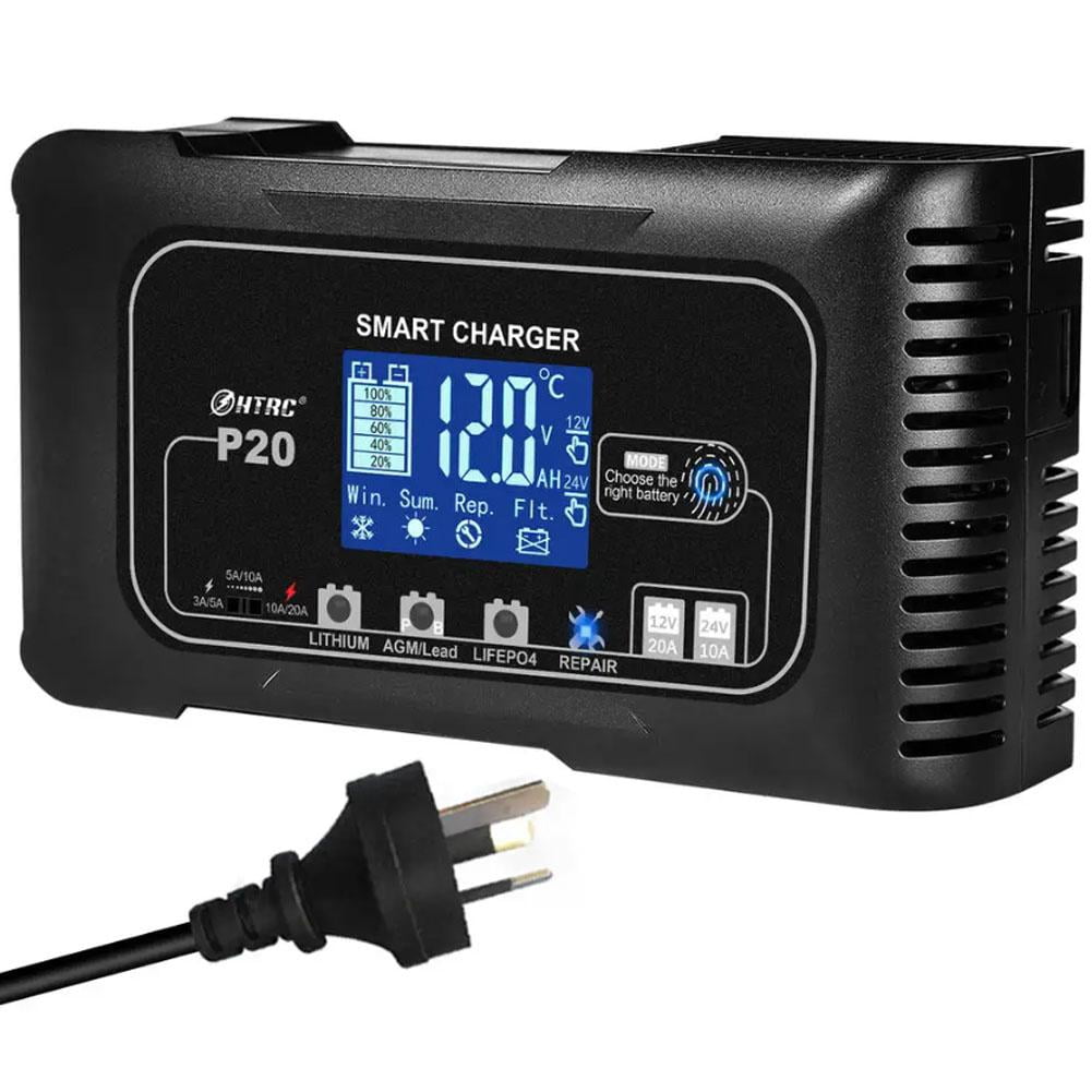 20-Amp Smart Battery Charger 12V/20A and 24V/10A For Lithium Lifepo4 Lead-A B5B8