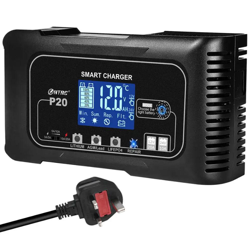 20-Amp Smart Battery Charger 12V/20A and 24V/10A For Lithium Lifepo4 Lead-A I8N1