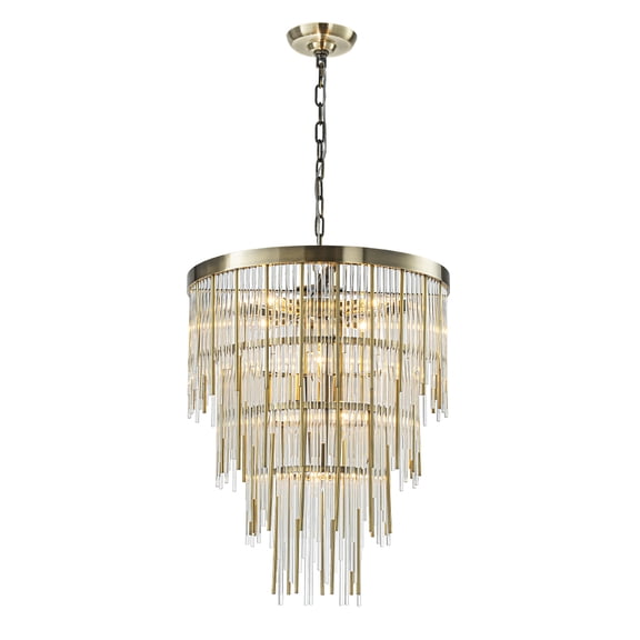 20'' Antique Bronze Modern Glam Chandelier with Adjustable Drop 9-Light Tiered Pendant for Dining Room or Foyer