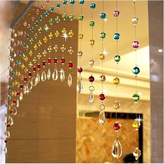 20 Arch Strings Acrylic Crystal Bead Curtain For Partition & Decoration, Multicolor | Beautiful Strand To Decorate Sitting Room, Open Kitchen, Porch Partition Spaces, Decorative Items