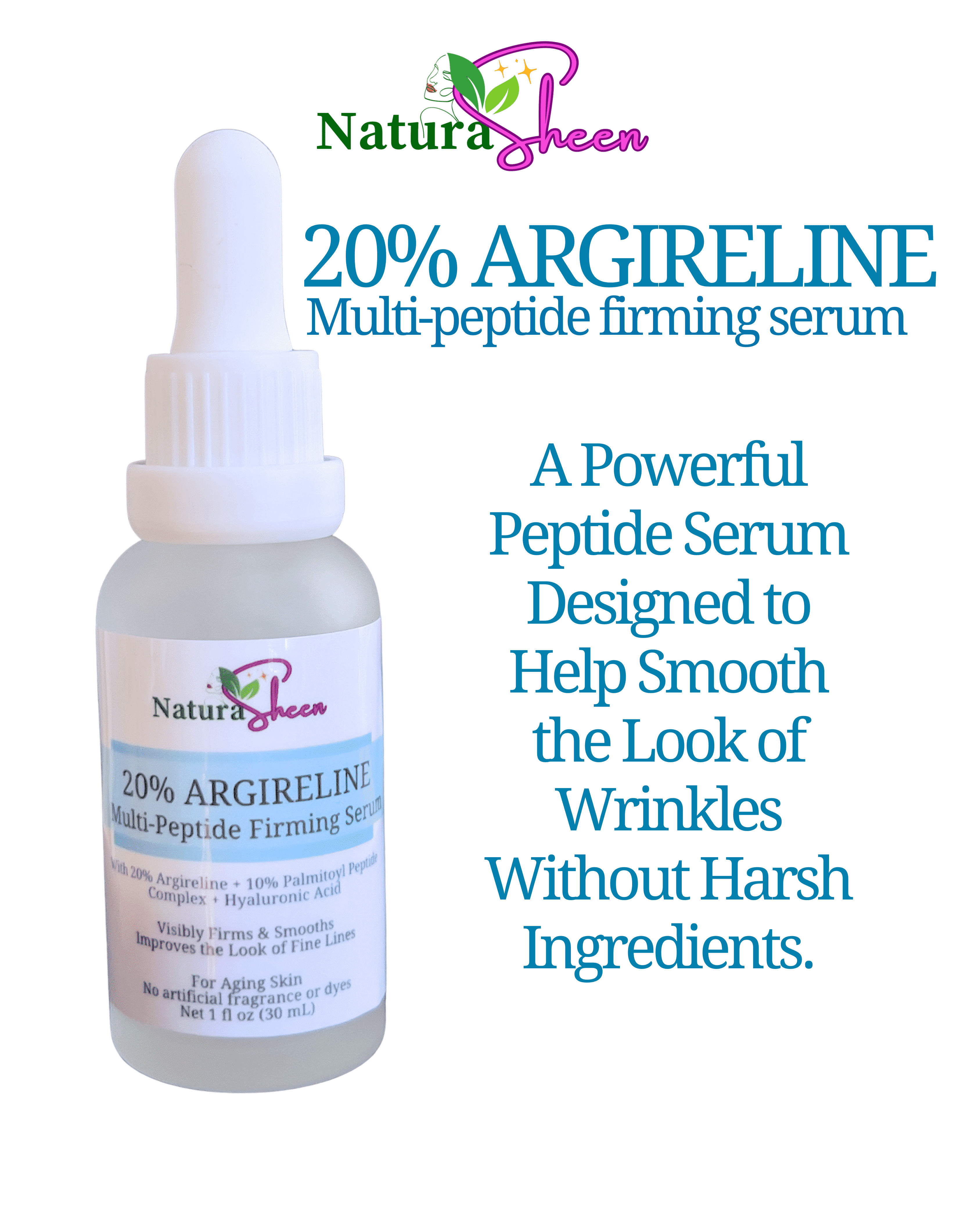 20% ArgiReline + 10% Multi-Peptides Matrixyl 3000 + 100% Strength Hyaluronic Acid  Serum for Skincare - Serums Clear No Fragrance Lightweight Moisturizer