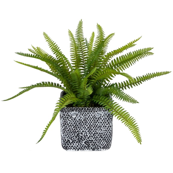 Northlight 20" Boston Fern Artificial Plant in Weathered Square Planter - Green/Gray
