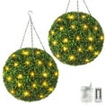 thumbnail image 1 of 20” Artificial Plant Topiary Ball, Pre-Lit Artificial Topiary Plant With 8 Mode, 40 LED Lights, Battery Operated,and Remote Control, Light Plant Ball for Backyard, Wedding and Home DéCor (2-Pack), 1 of 7