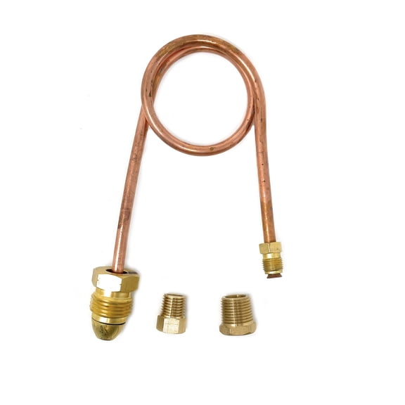 20" Auto Changeover Regulator Copper Pigtail POL x 1/4 Inverted Male Flare Connection with 1/4" NPT and 3/8" NPT Adapters