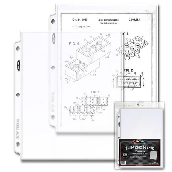 (20) BCW PRO 1-POCKET DOCUMENT PAGES - 8.5 X 11