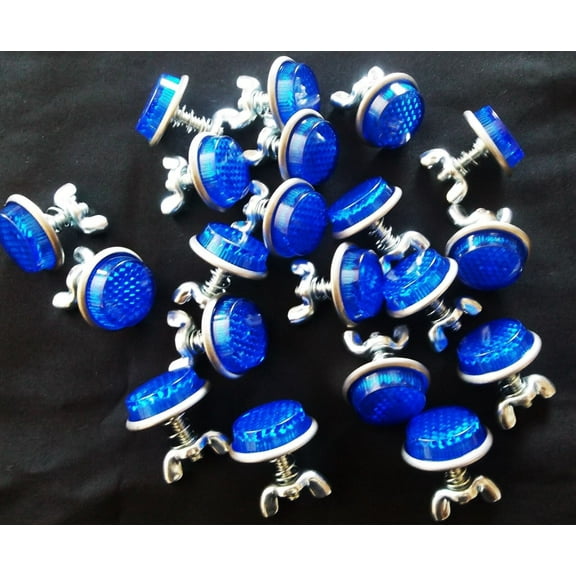 20 BLUE MINI REFLECTORS LICENSE PLATE MOTORCYCLE BIKE TRUCK TRAILER