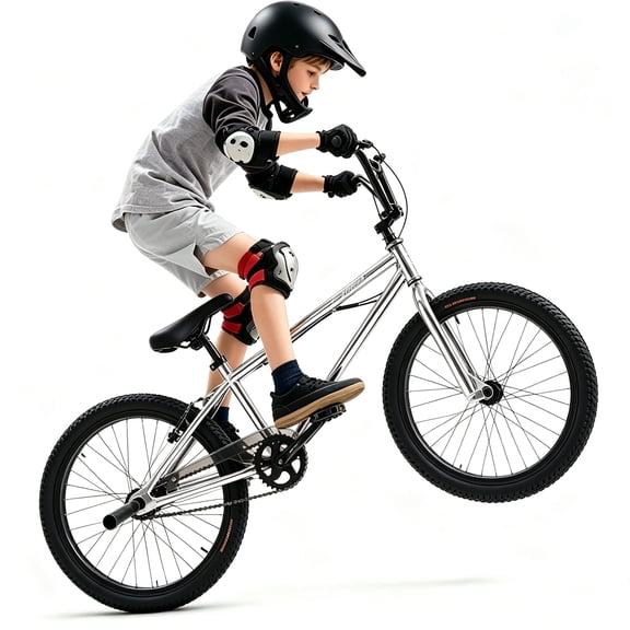 20" BMX Bike for Boy 6-14, Cuoote Kids Bicycle with High-Carbon Steel BMX Frame, 360° Handlebar Rotation, Silver