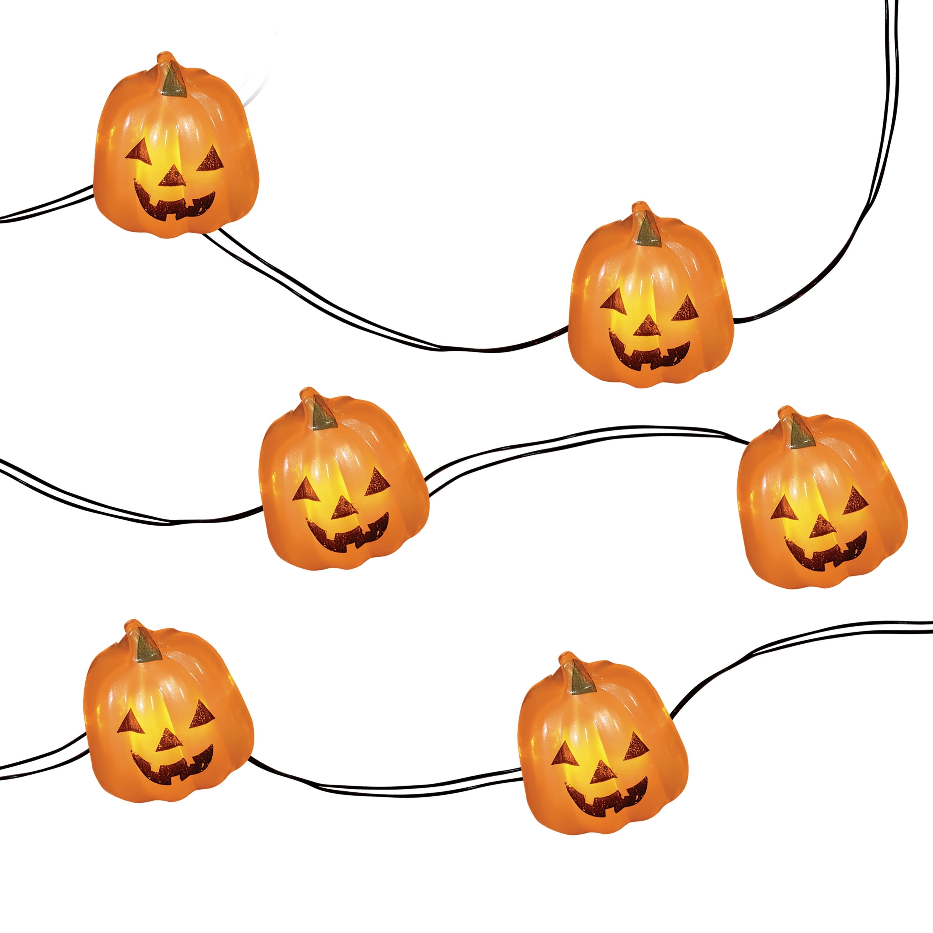 Indoor 20-Count Battery-Operated LED Pumpkin Wire String Lights, Orange, 6.3', Halloween by Way To Celebrate