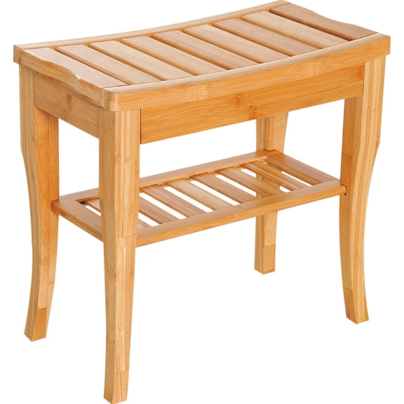 20" Bamboo Bench with Built - in Storage - Suitable for Bathtub Organization and Outdoor Spaces