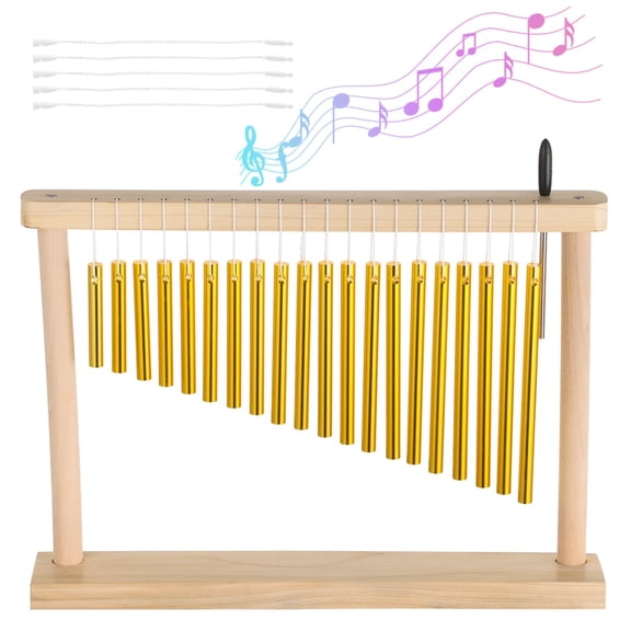 20 Bar Chime Instrument, Single Row Percussion with Rich Tone, Desktop Hand Chime, Wood Table Wind Chime Featuring Serenity Bell, Includes Mallet