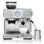 20 Bar Coffee Machine with Built-in Grinder - Stainless Steel Coffee Maker - 2.8L Removable Water Tank - Milk Frother Steam Wand - Adjustable Shot Volume - Compact Design for Home or Office