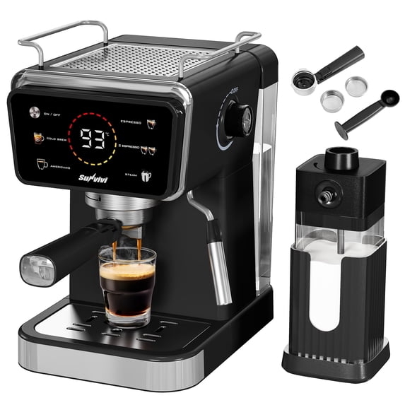 SUNVIVI 20 Bar Espresso Machine, 3-in-1 Hot & Iced Coffee Maker with Milk Frother, LED Touch Control, Removable 52oz Water Tank