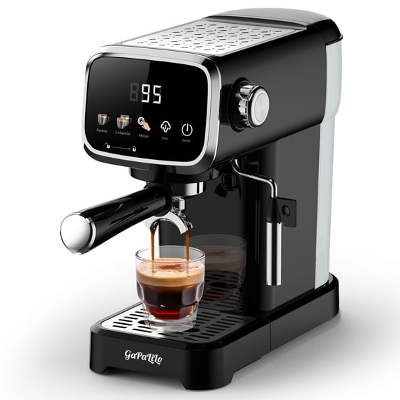 20 Bar Espresso Machine with Milk Frother, Slim Compact Coffee Maker with LED Display,Home Espresso Maker with Child Lock, 43oz PP Removable Water Tank for Home Barista