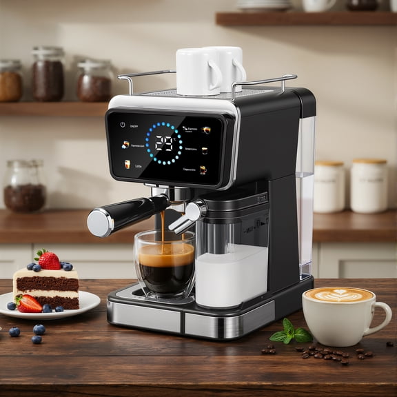 20 Bar Espresso Machine with Automatic Milk Tank & Touch Screen Timer 50.7 oz Removable Water Reservoir, Cappuccino & Latte Maker