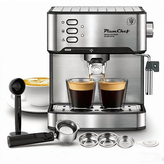 20 Bar Professional Espresso Machine with Milk Frother, Single & Double Shot, ESE Pod Compatible, Visual Display of Pressure, Removable Water Tank for Cappuccino, Latte, & Machiato for Home Barista