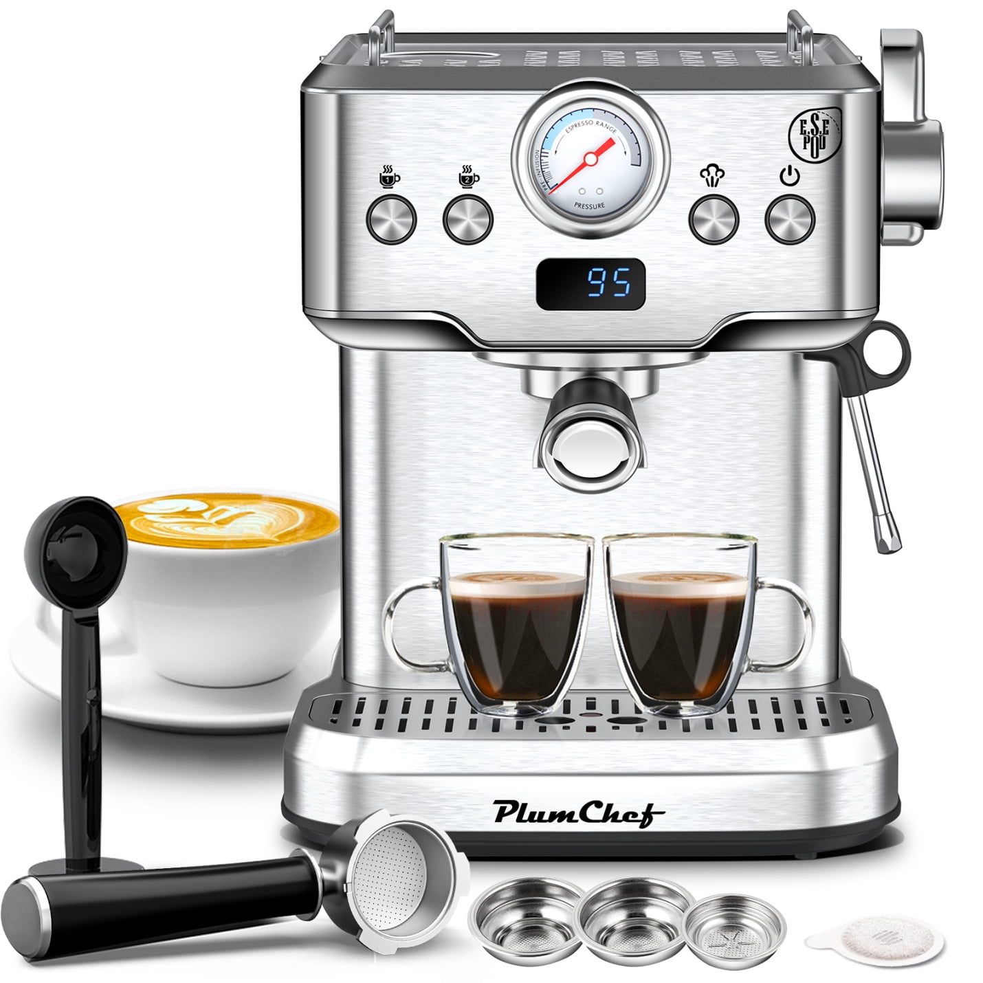 CONZIE - Máquina de café expreso de 20 bares con espumador de leche