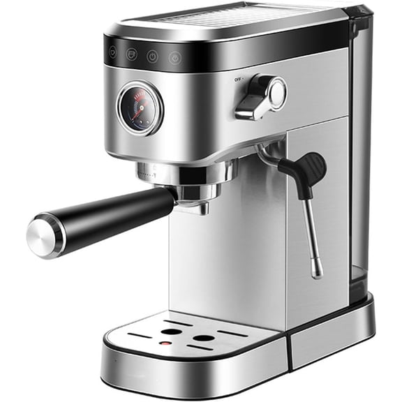 20 Bar Professional Espresso Machine, Stainless Steel Espresso Maker with Milk Frother Steam Wand and Pressure Gauge, Compact Coffee Machine