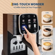 20 Bar Professional Italian coffee Machine   Fully Automatic Coffee Maker with Milk Frother   Touchscreen Control   Adjustable Temperature   Quick Heating   Stainless Steel   Black