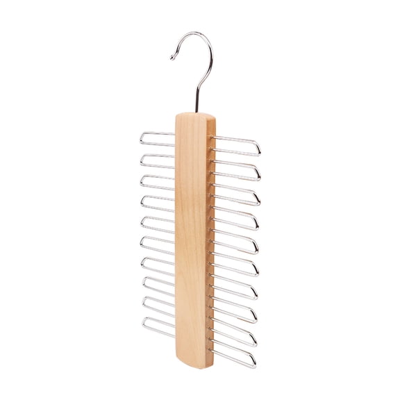20 Bar Wooden Tie Hanger & Belt Rack, Non-Slip Wood Tie & Belt Clothes Hangers with Metal Hooks, Multifunctional Hanging Rack, Khaki