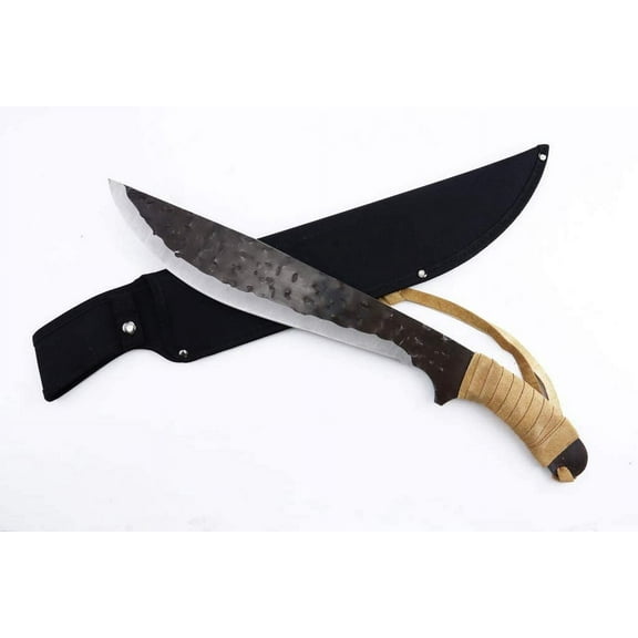 20" Barong Hunting Trail Cutting Machete, Heavy Duty, Leather Wrapped Handle with Nylon Sheath