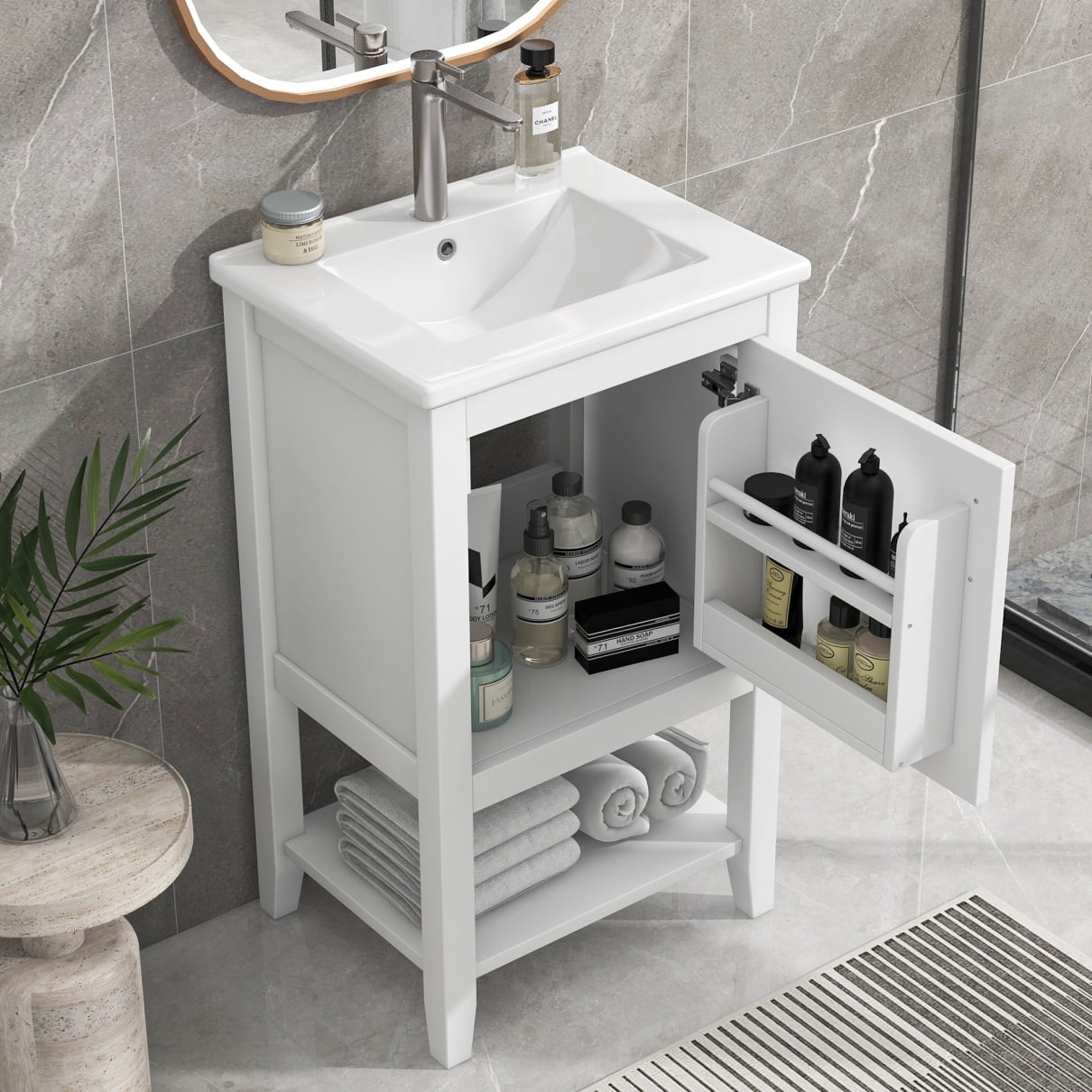 20" Bathroom Vanity with Sink Combo, Modern Undermount Bathroom Sink