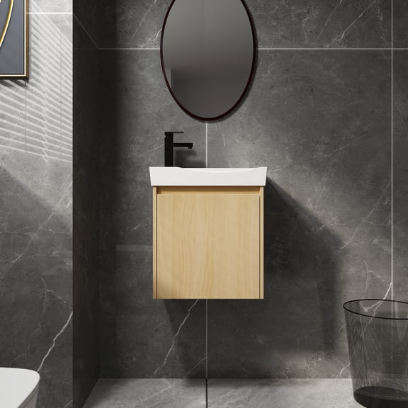 20" Bathroom Vanity With Ceramic Sink And Shelf - Practical Function Storage Cabinet Modern Style For