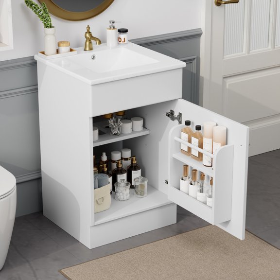 20" Bathroom Vanity with Chrome - finish Overflow | Single Hole Faucet Compatibility | Metal Hardware and Painted MDF | Ensures Easy Cleaning