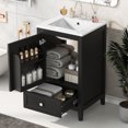 thumbnail image 1 of 20" Bathroom Vanity with Sink & 1 Drawer, Real Wooden Bathroom Storage Cabinet with 1 Soft Closing Door & Storage Rack, Black, 1 of 9