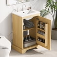 thumbnail image 1 of 20" Bathroom Vanity with Sink, Bathroom Cabinet with Soft Closing Door, Storage Rack and Adjustable Shelve, Natural Wood, 1 of 7