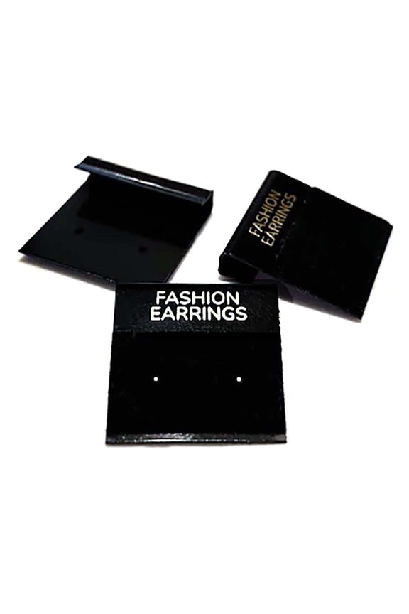 20 BdBeads Black Plastic Velvet Earring Display Cards with Fashion Text and Hanging Tab, 1 Inch