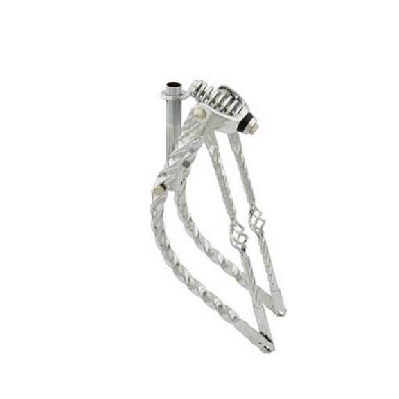 20" Bent Cage Square Twisted Spring Fork 1" Chrome. Bike fork, bicycle fork, lowrider bike fork lowrider bicycle fork
