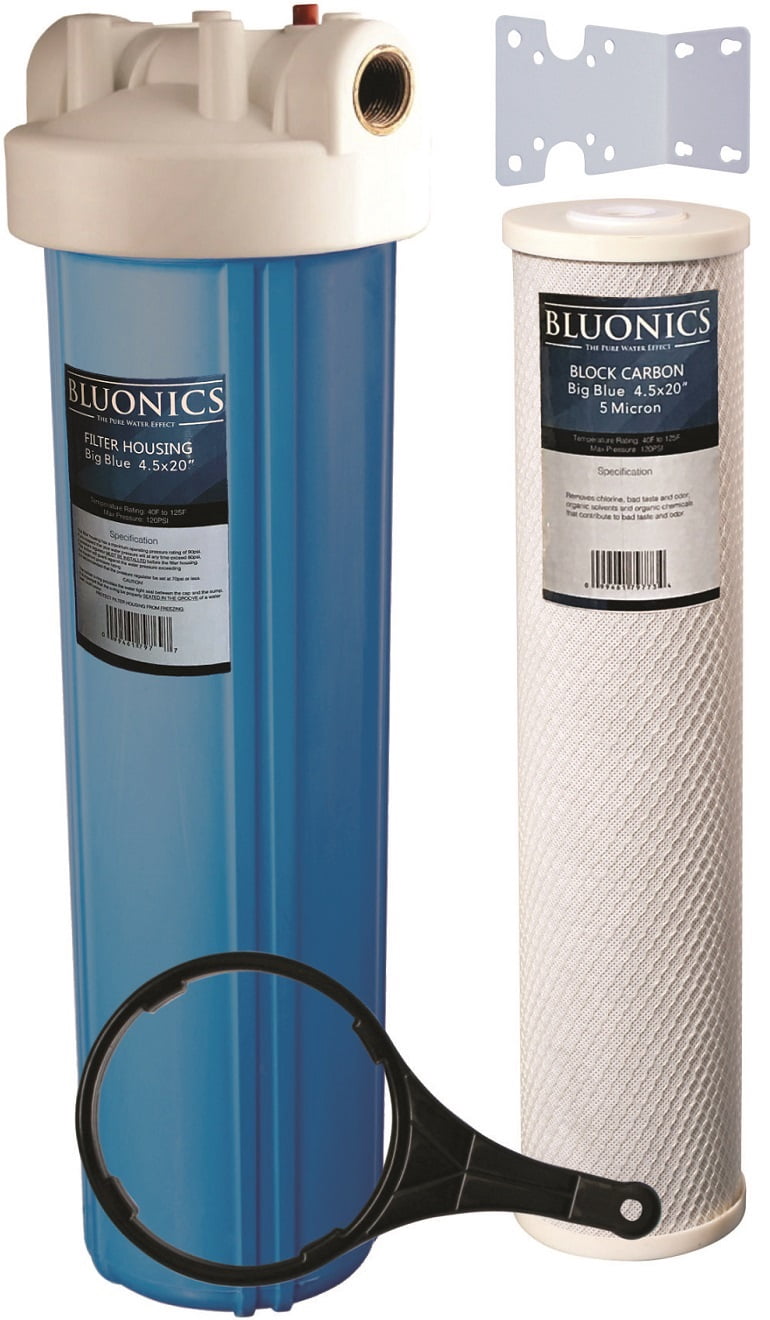 20" Big Blue Carbon Water Filter System Whole House Purifier with 5 Micron 4.5 x 20 Cartridge