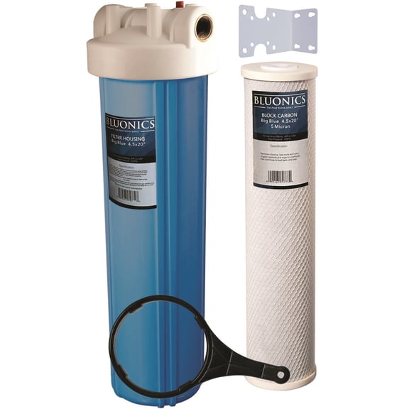 20" Big Blue Carbon Water Filter System Whole House Purifier with 5 Micron 4.5 x 20 Cartridge