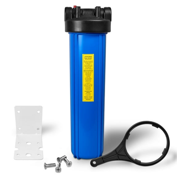 20" Big Blue Housing for Whole House Water Filtration System, 1” Brass Port, Mounting Hardware