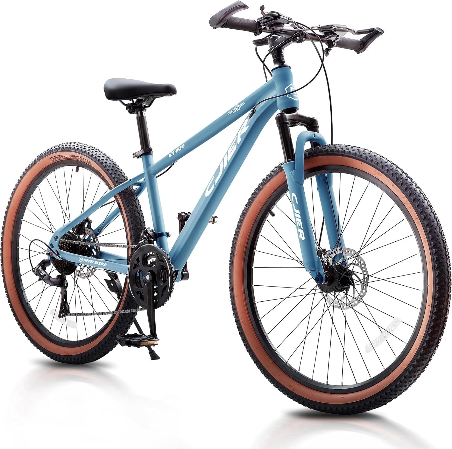 Cuoote Bicycle, 20" Mountain Bike 21-Speed with Dual Disc Brakes, Suspension Fork, Internal Cable Routing, 2.125" Tires, Ergonomic Grips