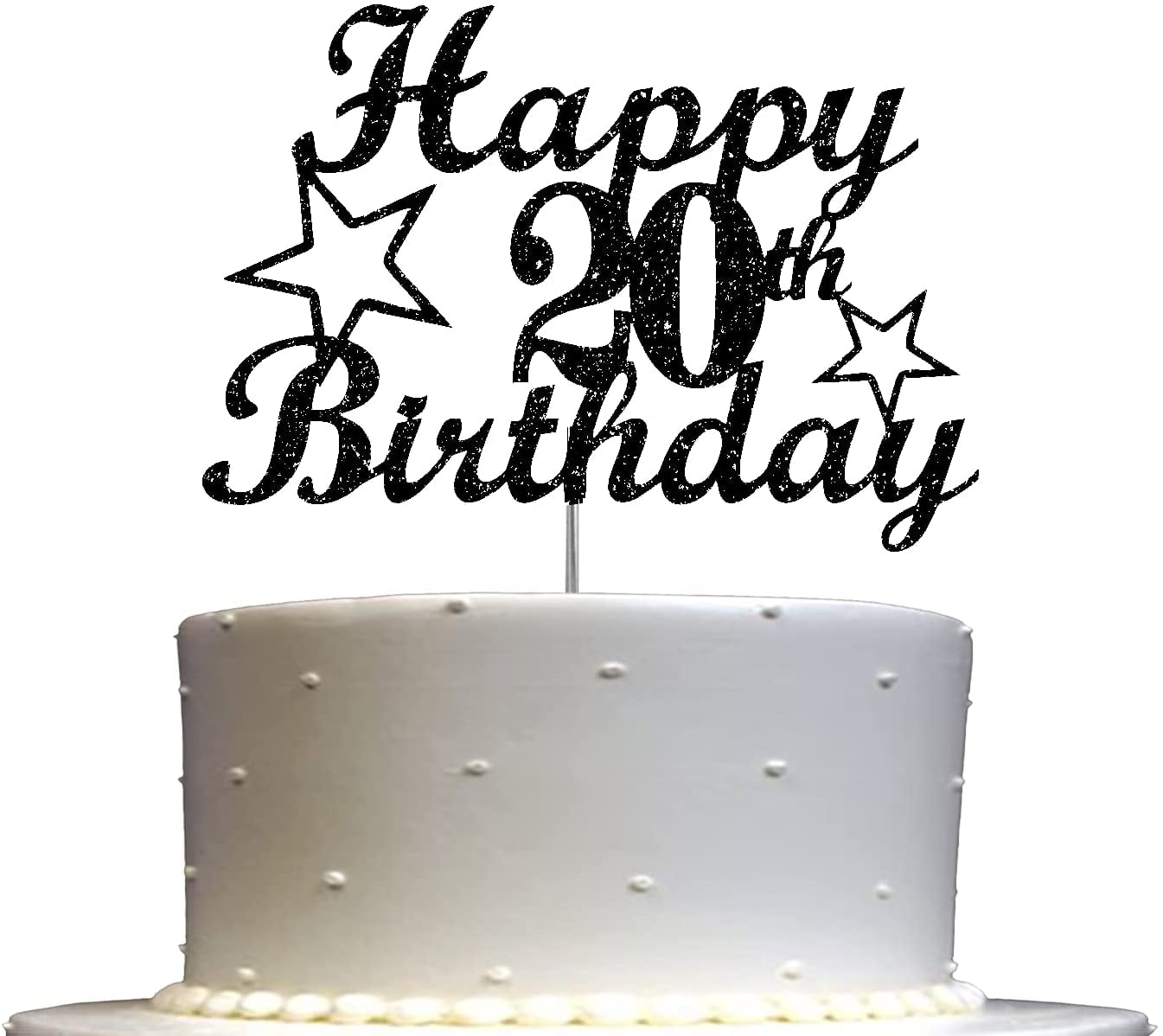 20th Birthday Cake Topper - "Kissing My Teens Goodbye" Silver Glitter, Hello 20 Party Decor - View #5