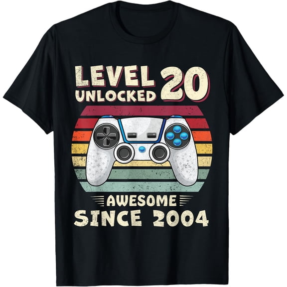 20 Birthday Decoration Men 20yr 20 Year Old 20th Birthday T-ShirtMen and women, Black T-shirt, size: Extra large